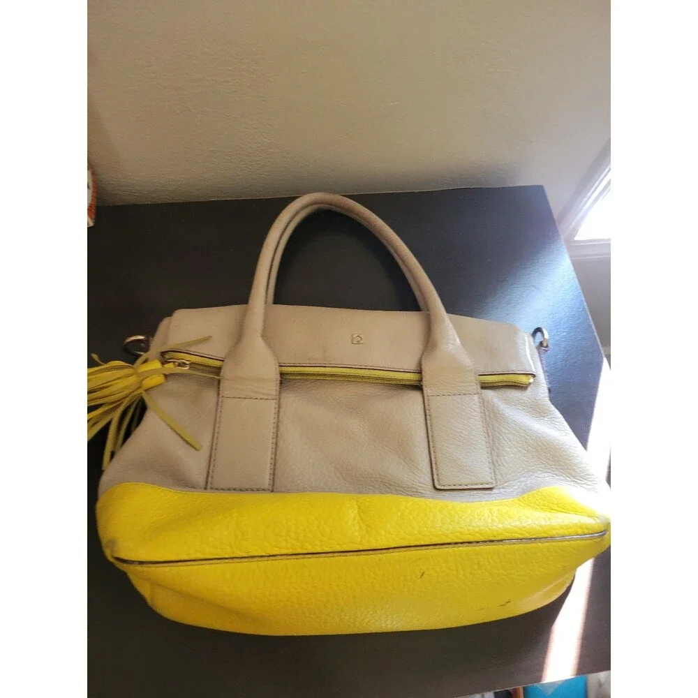 Kate Spade Southport Avenue Carmen Crossbody Satchel Handbag Canary/Beige